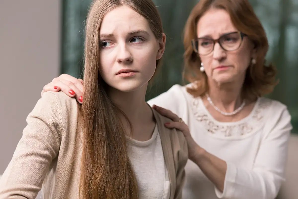 Moederdochterbangonzekersupportsteunen